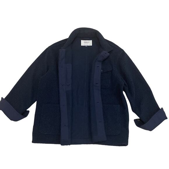 American Eagle XL Navy Bouclé Teddy Fleece Chorecoat | Blue Shacket Sold Out NEW - Picture 4 of 10